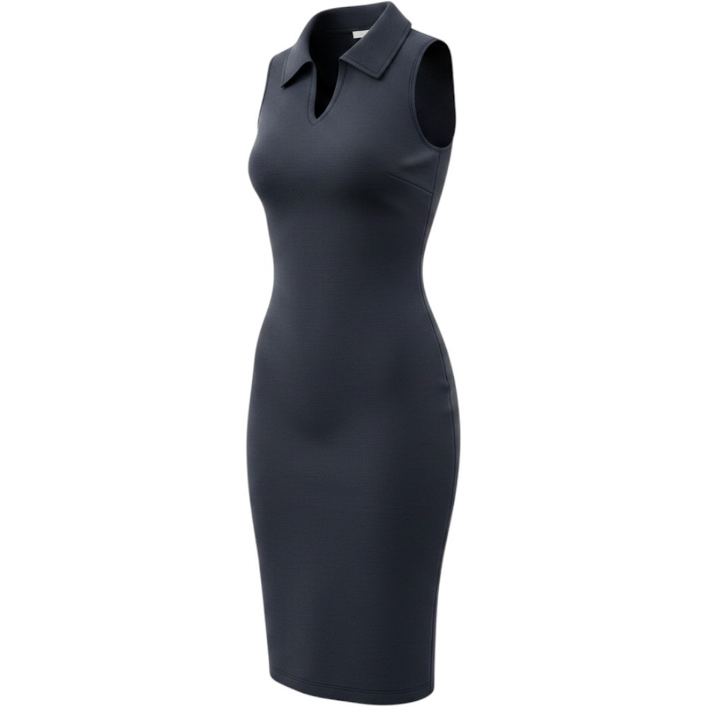 Banana Republic Factory Navy Blue Sleeveless Polo V-Neck Midi Dress Size Medium